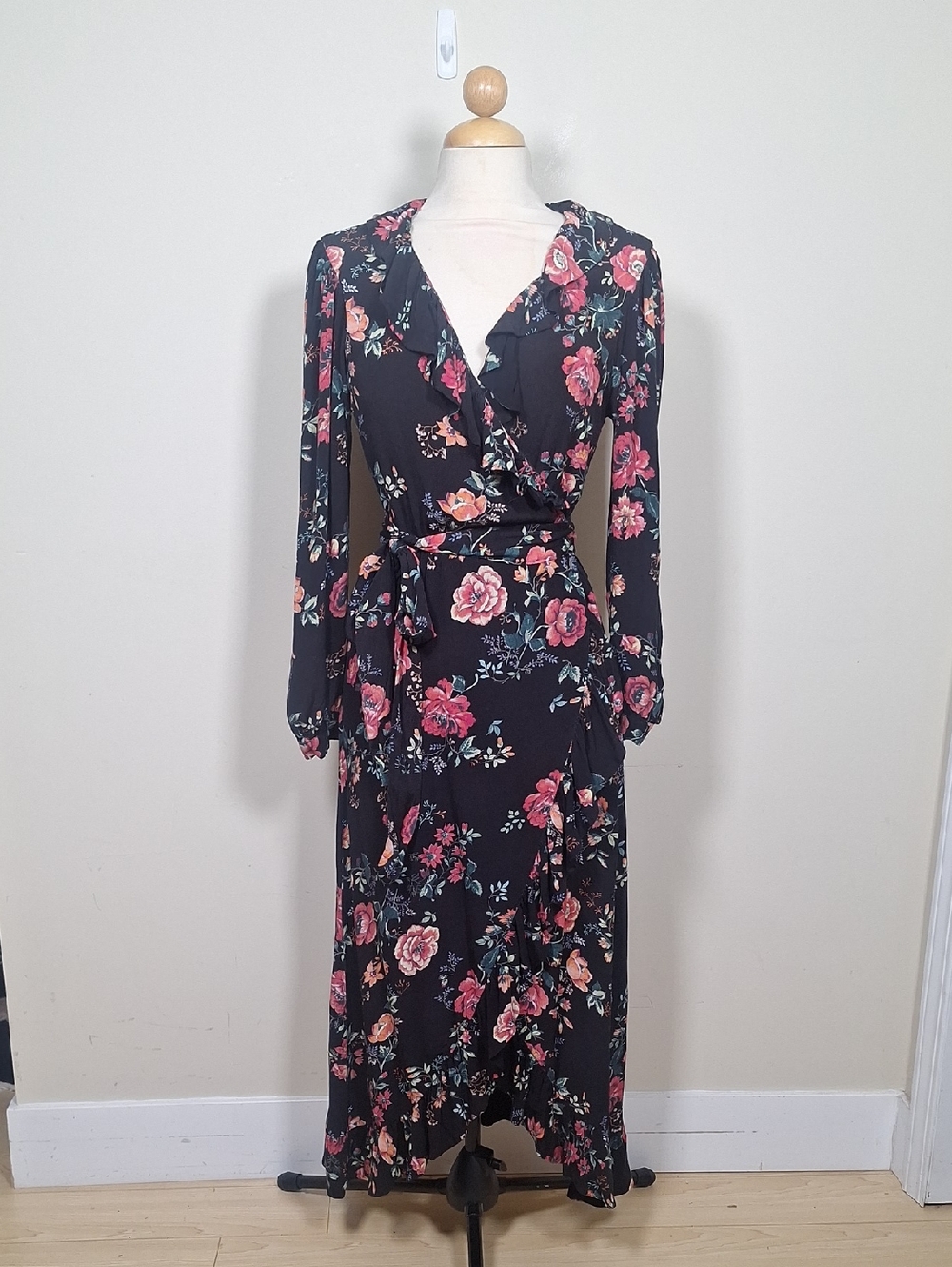 Maje Rosetina Floral Print Midi Sleeve Dress Size 8 - Picture 4 of 12